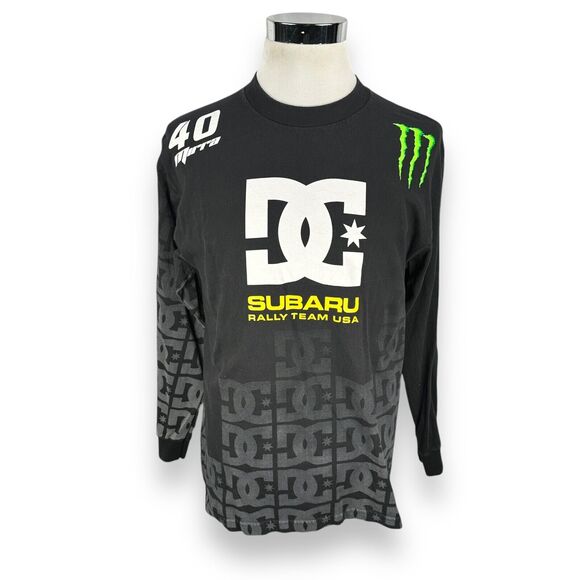 DC Subaru Rally Team Dave Mirra #40 Monster Energy T-Shirt Men Large Long Sleeve